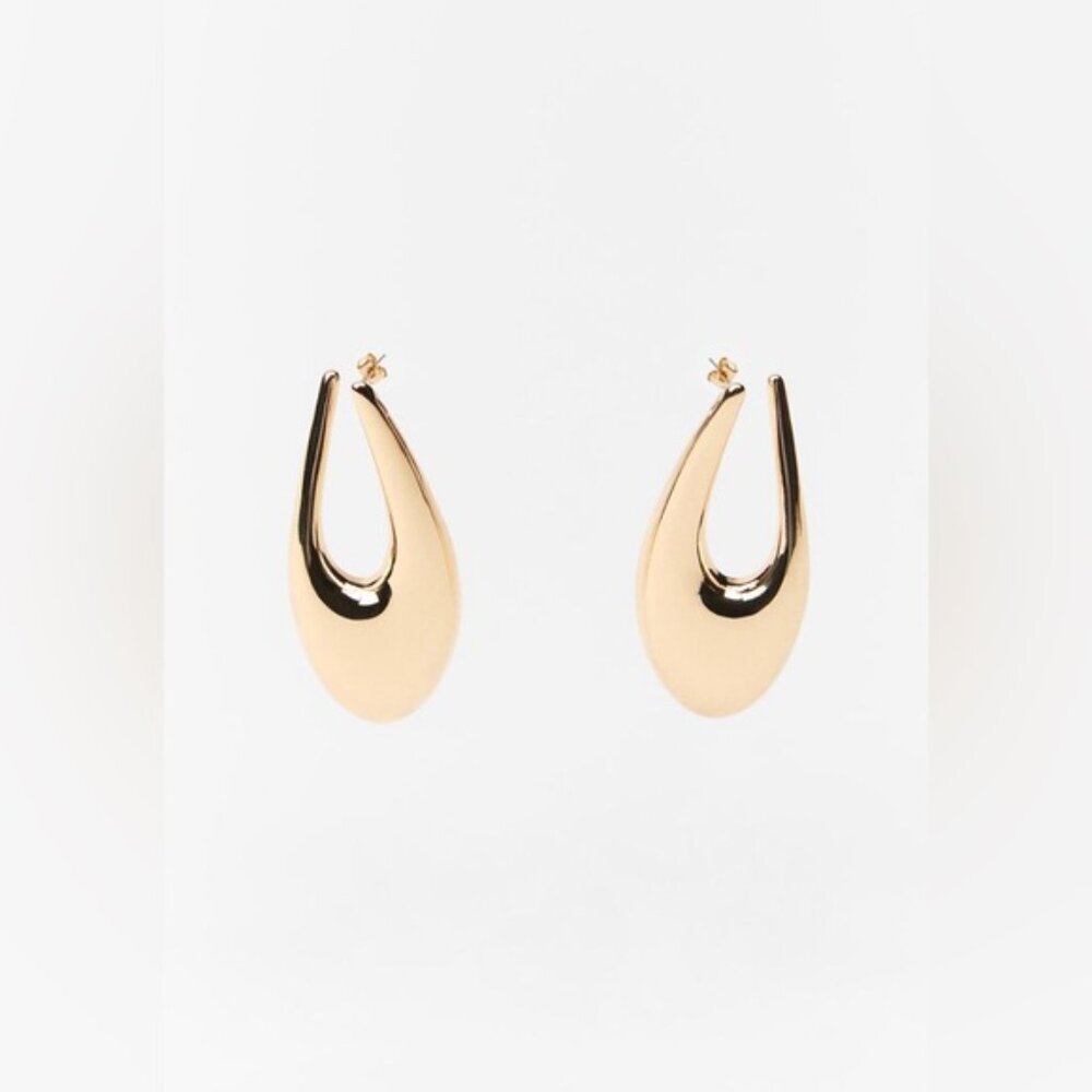NWT. ZARA ELONGATED HOOP EARRINGS - Picture 3 of 5